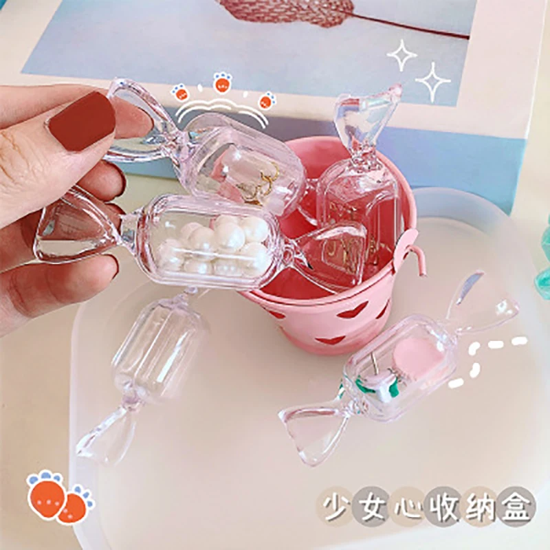 

5 Pcs Candy Shape Transparent MakeUp Storage Box Mini Portable Earrings Jewelry Bag Travel Cosmetic Case Organizer