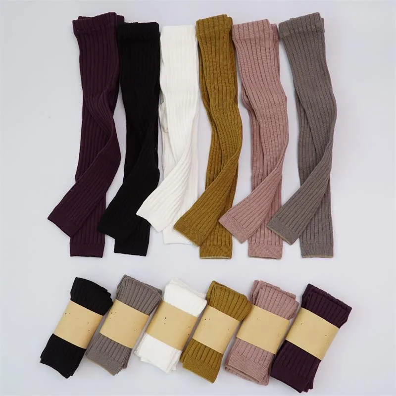 Детские леггинсы для девочек теплые хлопковые носки в полоску новорожденных