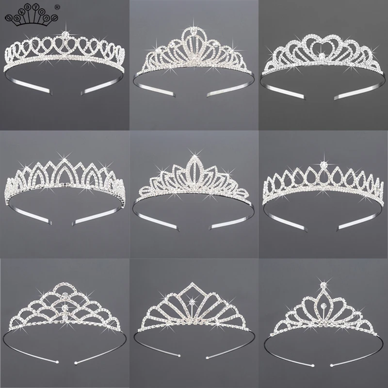 Обруч для волос Женский серебристый со стразами и короной