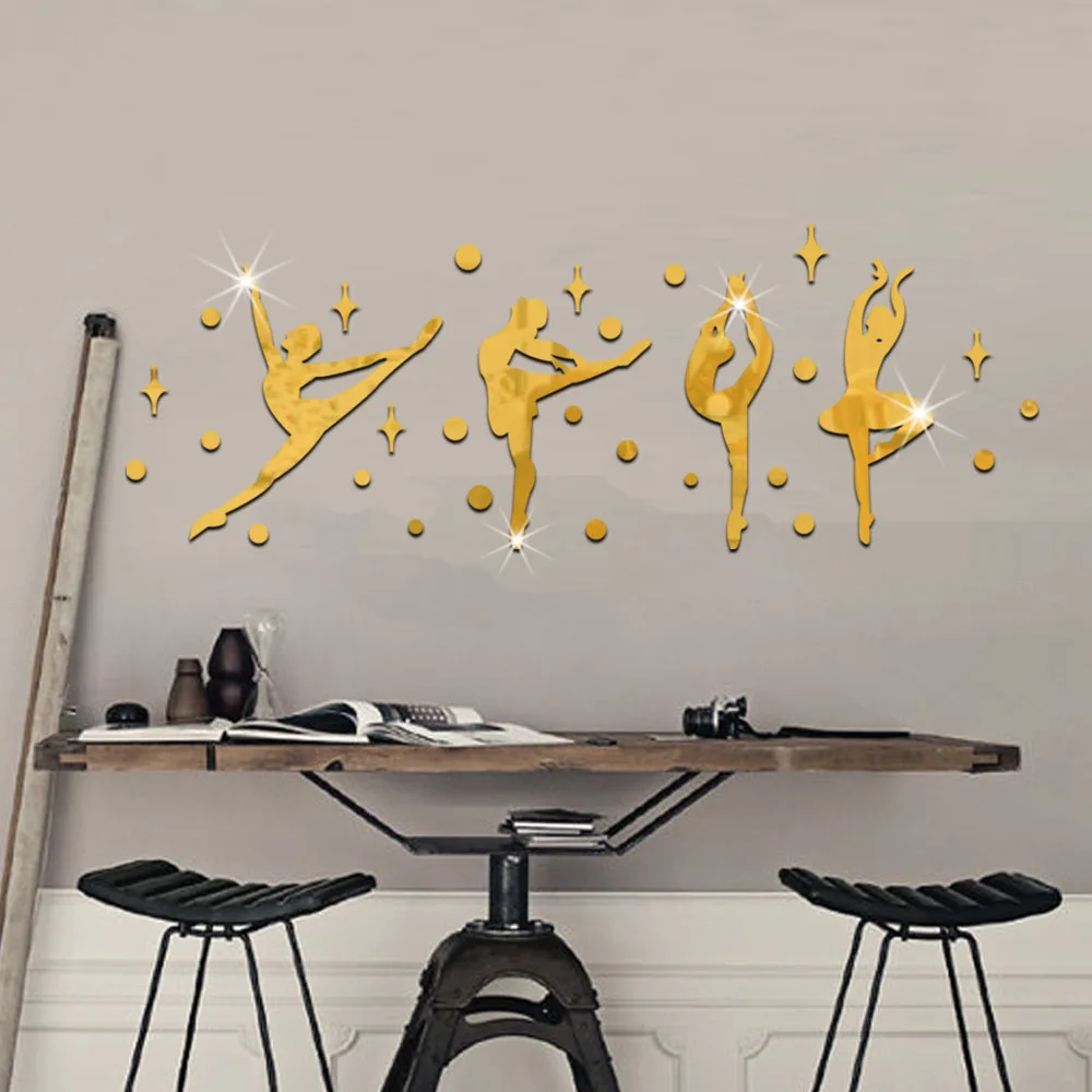 30 шт./компл. Балетки Танцы Танцовщица для девушек 3D акриловое зеркало наклейки