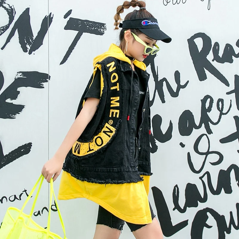 

2021 Fashion The New Loose Splice Letter Burr Hooded Cowboy Vest Free Shipping