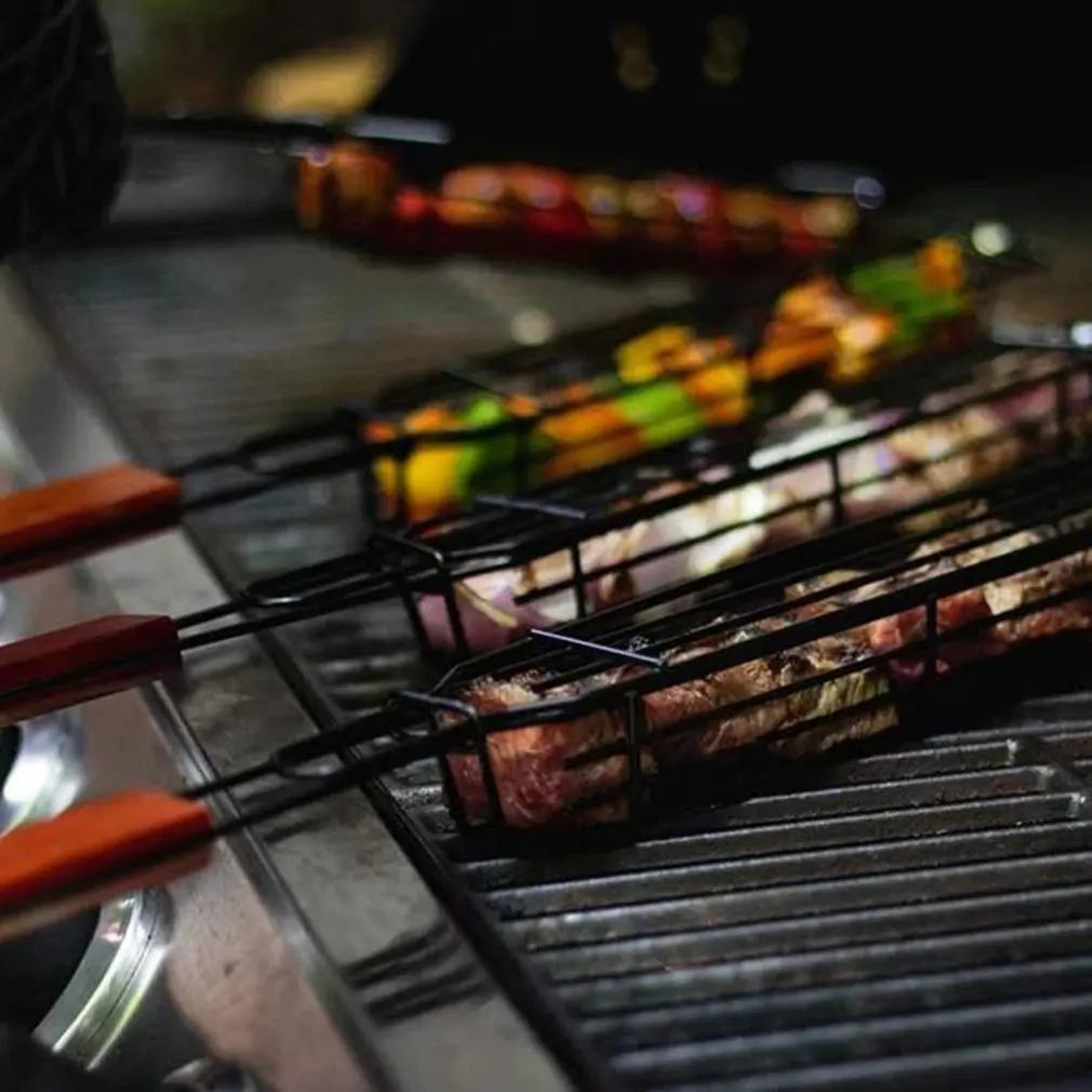 

Bbq Net Barbecue Baskets Bbq Barbecue Basket Grill Baskets Non-stick Coating Wire Square Barbecue Baskets