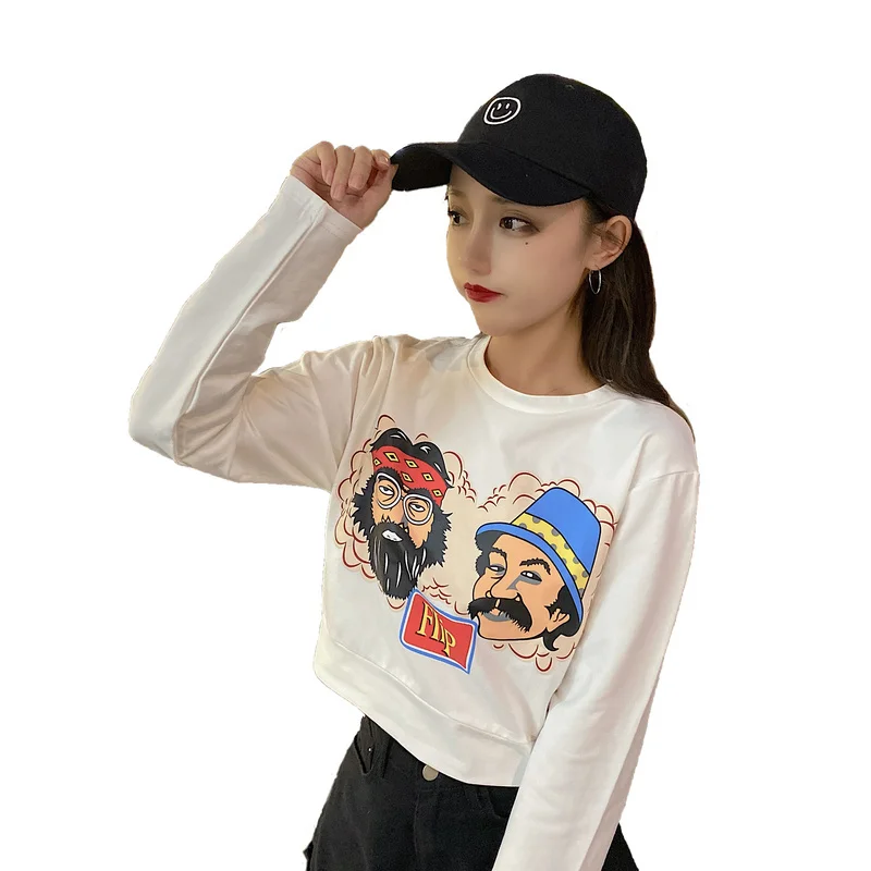 

Early Autumn Korean Style Solid Color Printing Thin Student Hundred