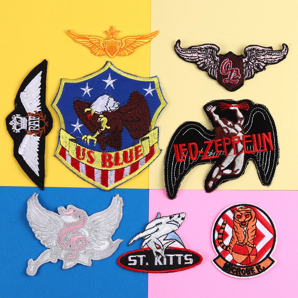 1 шт с принтом в виде орла вышитым тигром акулы все заплаты Панк Золотая Корона