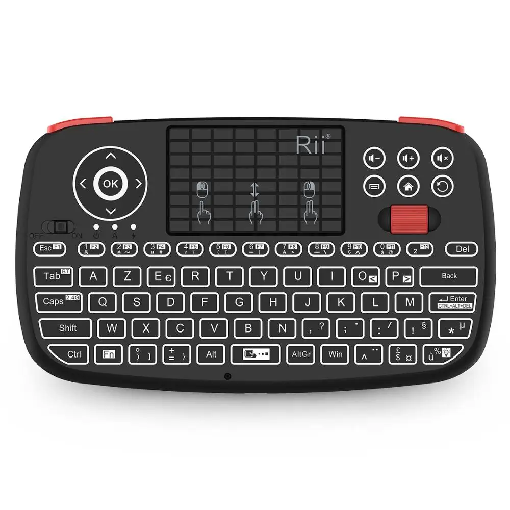 

Rii i4 Mini Keyboard French AZERTY 2.4GHz Bluetooth Dual Modes Handheld Fingerboard Backlit Mouse Touchpad for Windows Android