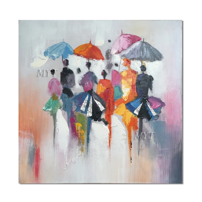Современная картина маслом на холсте в толпе настенная живопись для живой