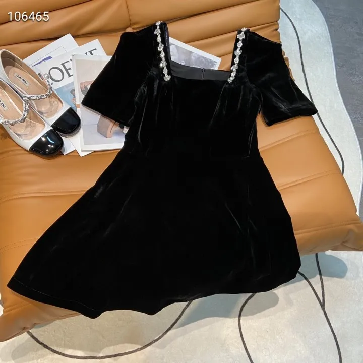 

2021 Silk Diamonds Zipper Square Collar Woman Dress Dresses Women Chinese Fashion Free Shipping