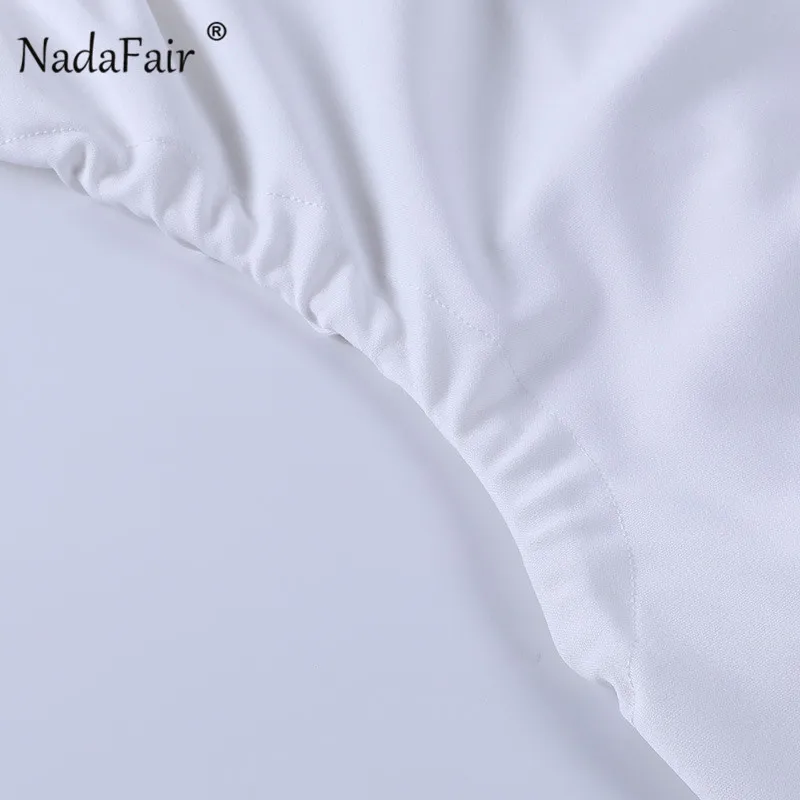 

Nadafair White Midi Dress Waist Cut Women Holiday Casual A-Line Party Solid Sleeveless Summer Sexy Backless Dress