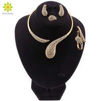 gold color jewelry set water drop pendant dubai costume jewelry african simple elegant necklace earring bracelet ring set