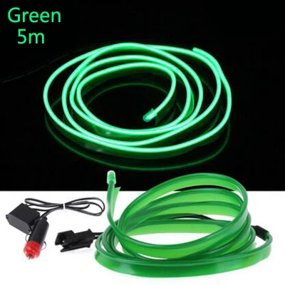 Green-5m Автомобильная светодиодная лента, Декоративная гирлянда, провод, веревка, Трубная линия, неоновый светильник для Volkswagen POLO Golf 5 6 7 Passat B5 B6 Bora MK5 MK6 Tiguan - Название цвета: Green-5m