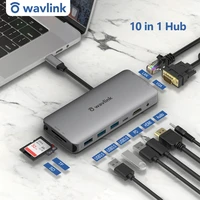 wavlink usb hub c hdmi adapter 10 in 1 usb c to usb 3 0 dock for windows mac usb c type c 3 1 splitter usb c hub 60w pd rj45