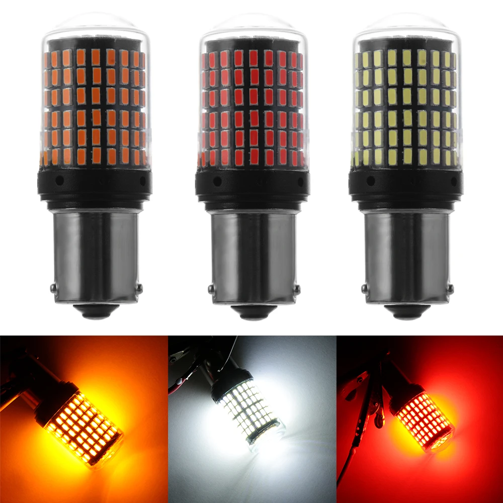 Светодиодный указатель поворота 12 24 В 144SMD 1156 BAU15S PY21W лампа s не вспышка высокое