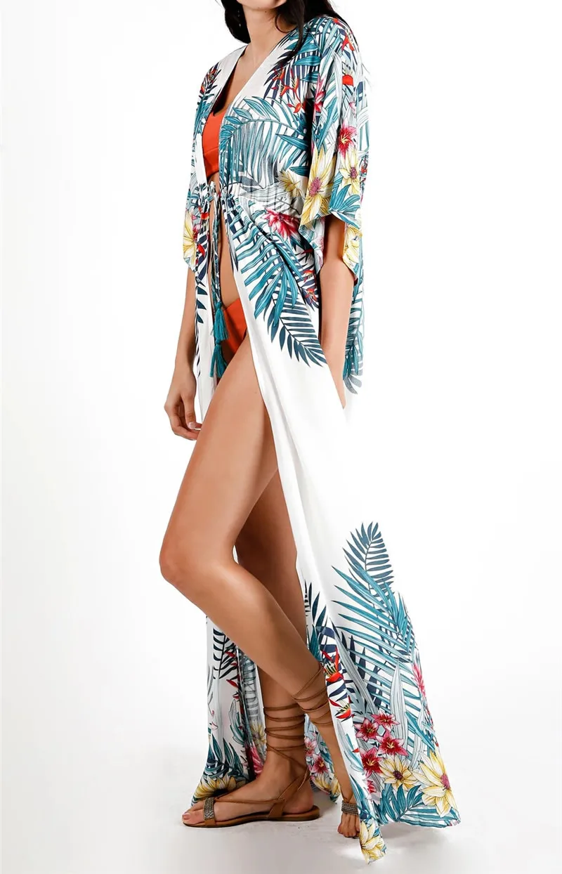 Пляжная накидка с принтом листьев парео для женщин 2021 быстросохнущая пляжная