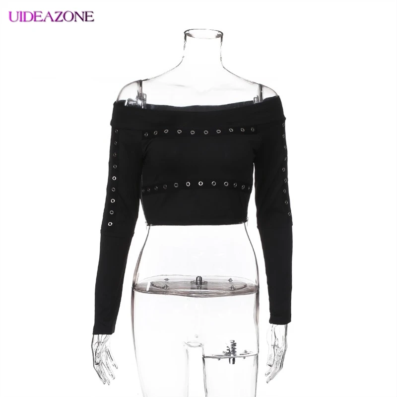 UIDEAZONE модная женская сексуальная рубашка с открытыми плечами вырезом лодочкой