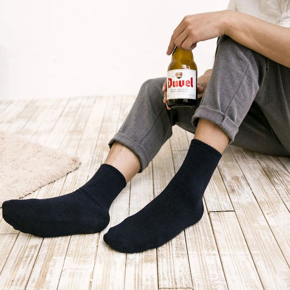 New Brand Business Casual Warm Thick Cotton Men's High Quality Cotton Socks Men's Formal Dress Socks Black For Man Autumn Winte