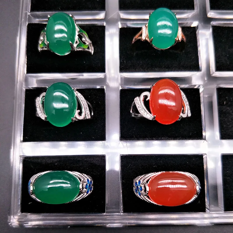 TBJ специальное предложение натуральный 6.5ct агат халцедон кольцо из стерлингового