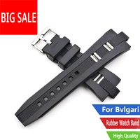 carlywet 26x9mm high quality waterproof silicone rubber black replacement watch band watch strap belt for bvlgari