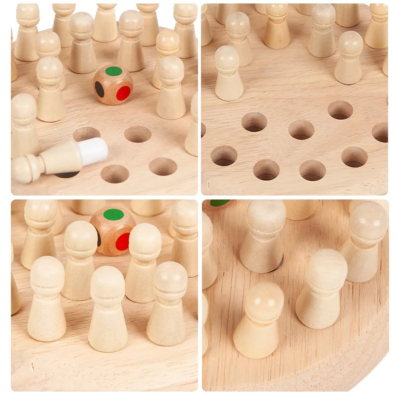 Kids Wooden Memory Match Stick Chess Game Fun Block Board Game Educational Color Cognitive Ability Toy For Children images - 6
