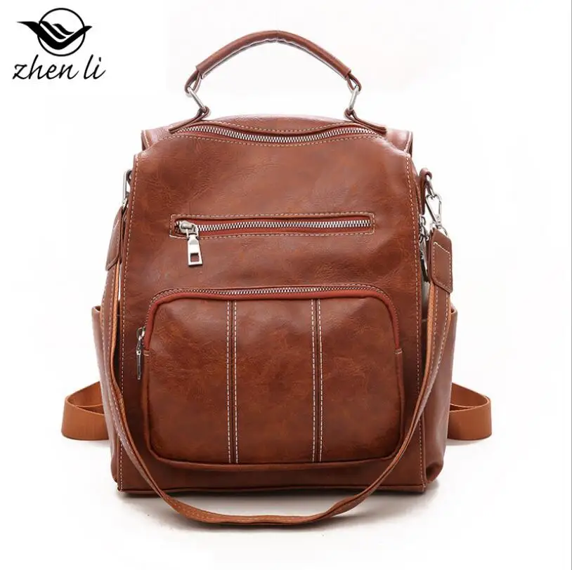 

Новинка 2020, рюкзаки Zhenli из искусственной кожи, женский портфель с перекрестной линией, Студенческая сумка в стиле ретро