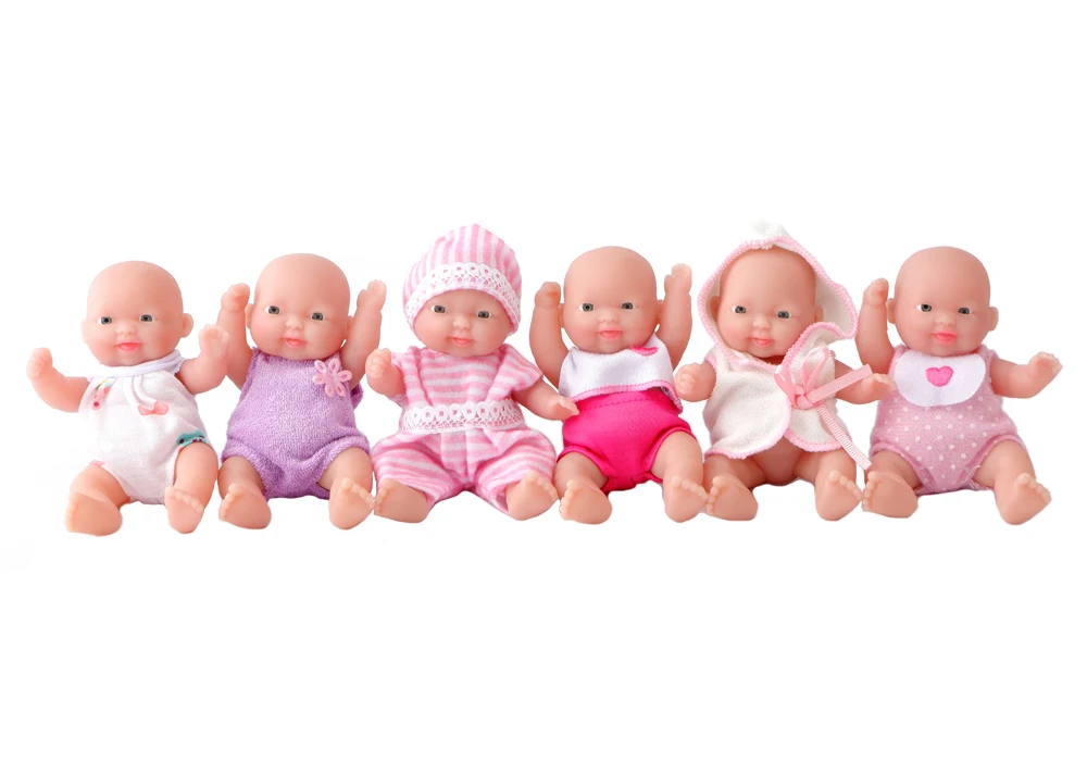 WOWCHEER 12 см 6 шт. Bebes Reborn мини детские куклы с Колыбель Ванна Мягкие силиконовые маленькие куклы реалистичные Kawaii Игрушки для девочек