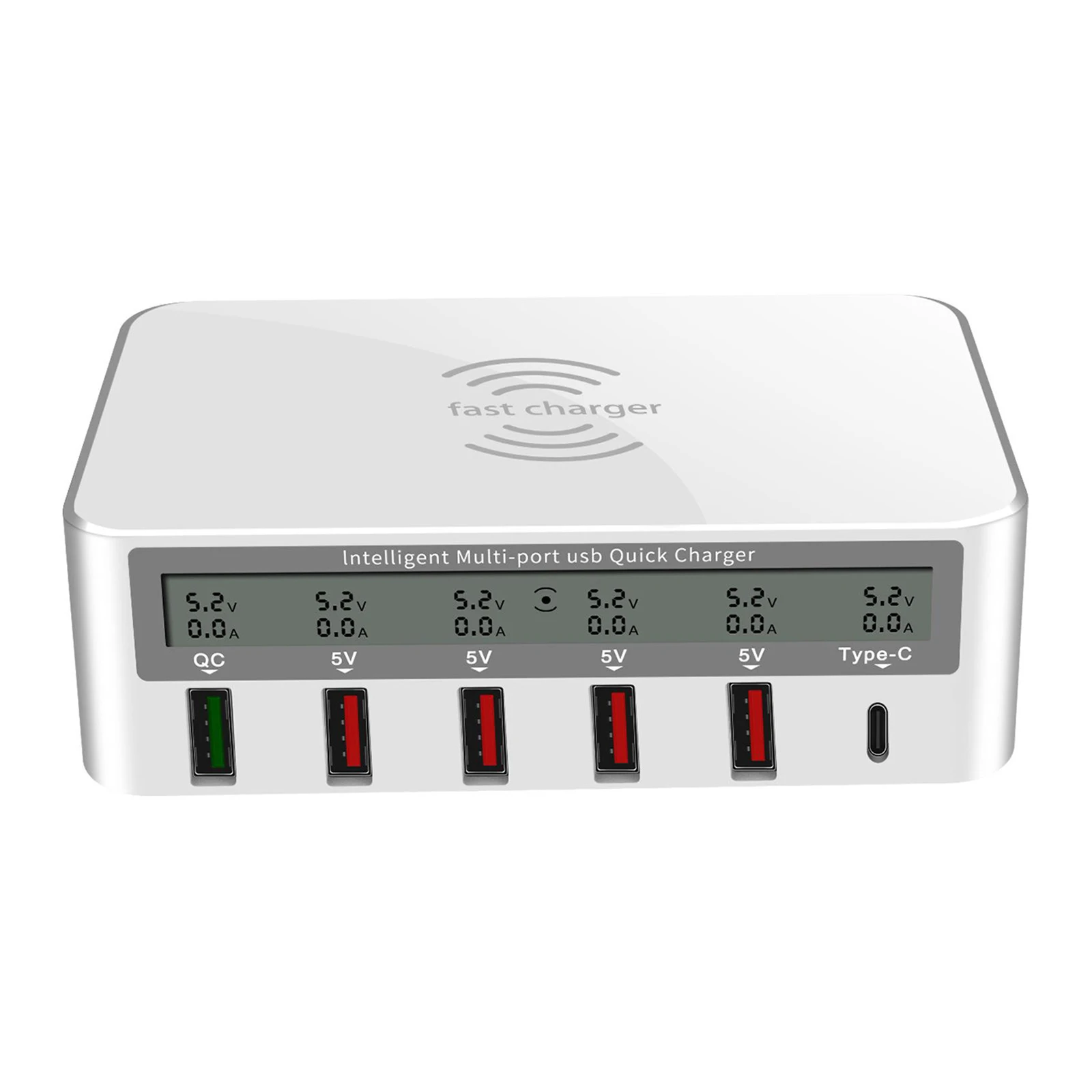 

Быстрая зарядка USB-C Qi 5 портов 5 USB портов QC 3,0 Быстрая зарядка зарядная станция Док-станция светодиодный дисплей для iPhone iPad AU Plug