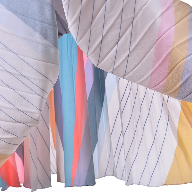 Повседневная Женская длинная Радужная плиссированная юбка с высокой талией VD2312 |