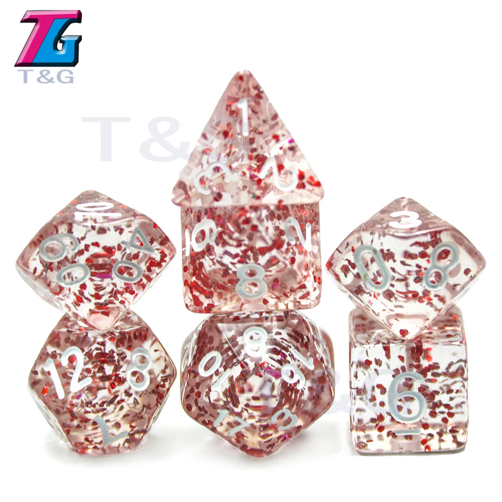 7 шт./компл. Блестящий Блеск TRPG фотоэлемент разные Боковые кости 4/6/8/10/12/20 боковой