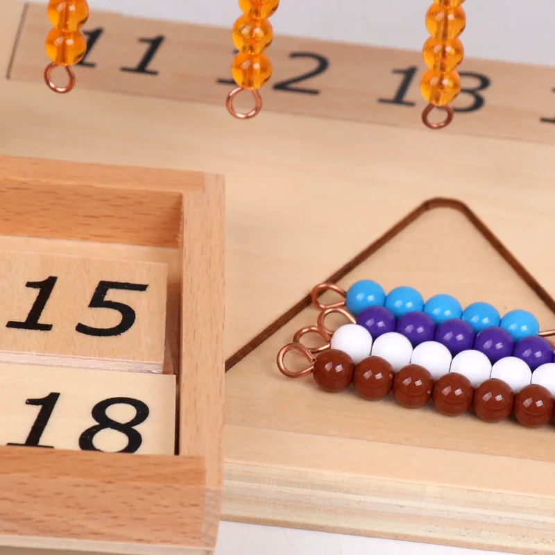 

Montessori Education 1 to 19 International Version Beaded Rack Wooden Kids School Learning Tools Math Abacus Education Math Toys
