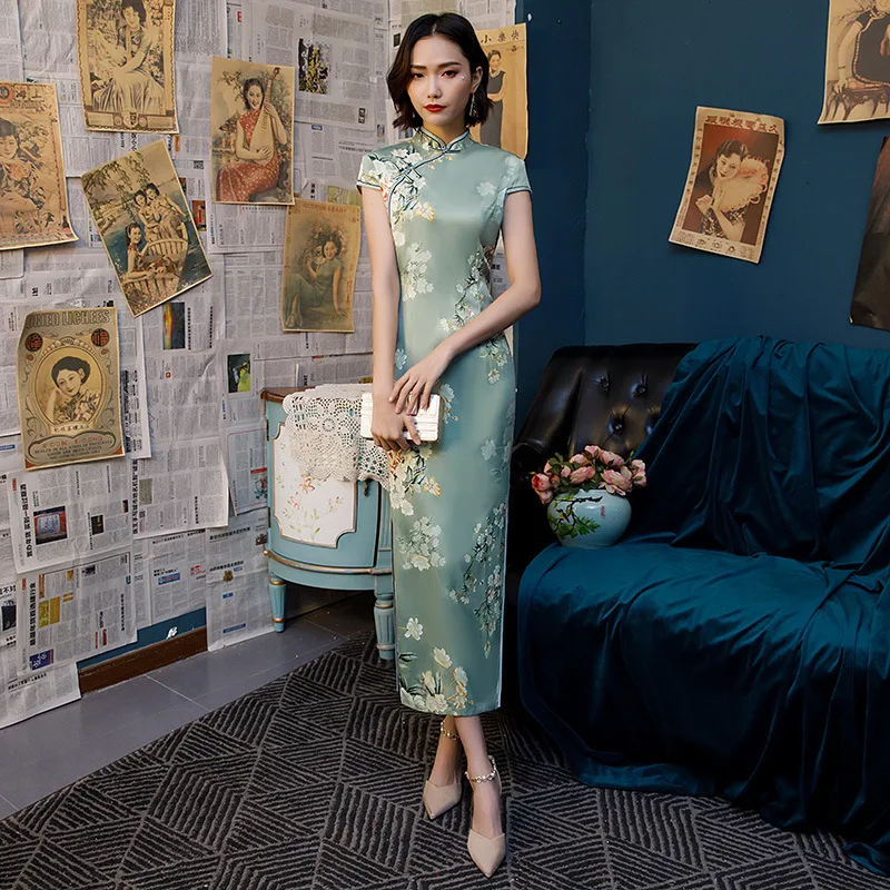 SHENG COCO красивое китайское платье Qipao современное вечернее женское длинное