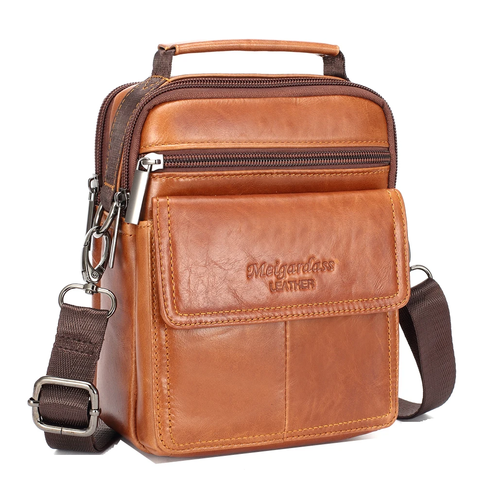 Сумка на плечо с откидной крышкой для мужчин саквояж-мессенджер из натуральной