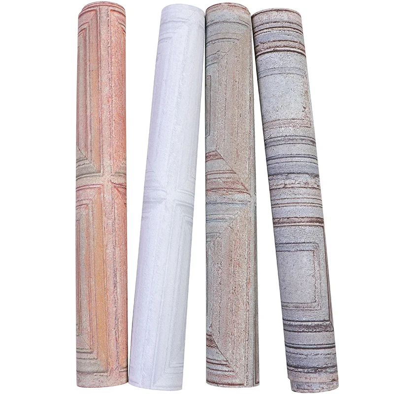 

Retro Nostalgia 3D Wood Panel Wallpaper Lattice Gray Living Room Bedroom Restaurant Clothing Store PVC Waterproof Wallpaper Roll