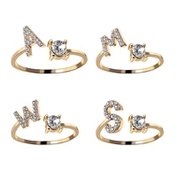 a z letter golden metal adjustable opening ring female initials creative fashion party accessories any letter combination name