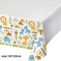 cartoon animal tablecloth 130220cm jungle party disposable picnic tablecloth for kids birthday party decorations baby shower
