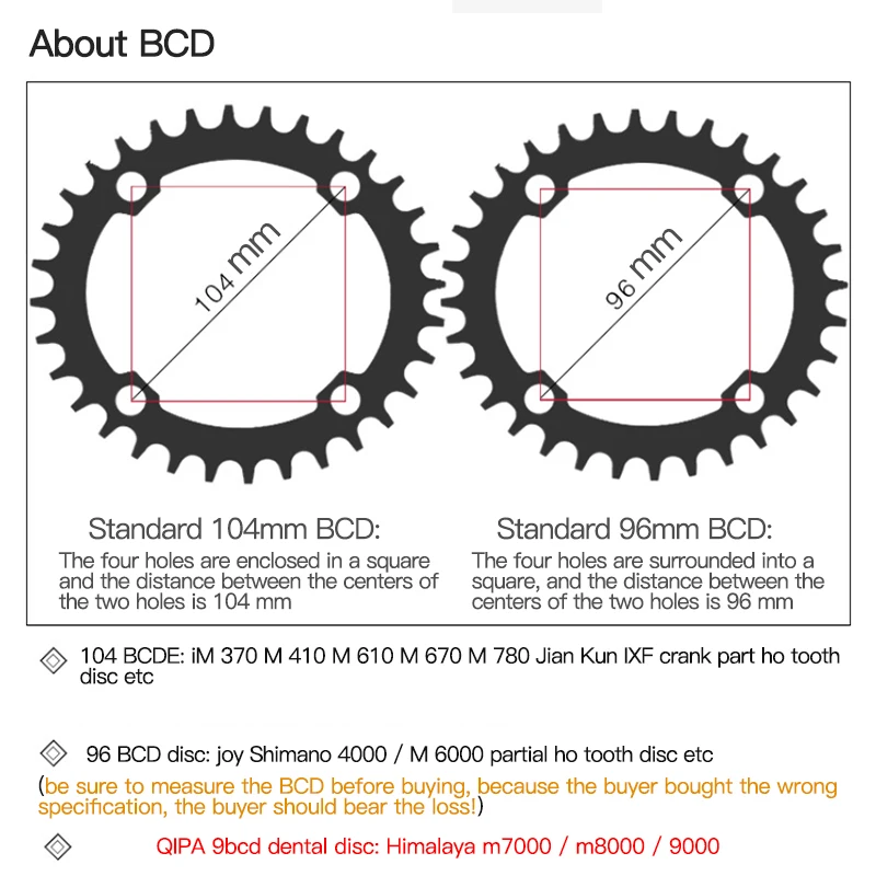 104BCD Round Shape Narrow Wide Chainring MTB Mountain Bike Bicycle 32T 34T 36T 38T 40T Crankset Single Tooth Plate Parts 104 BCD | Спорт и