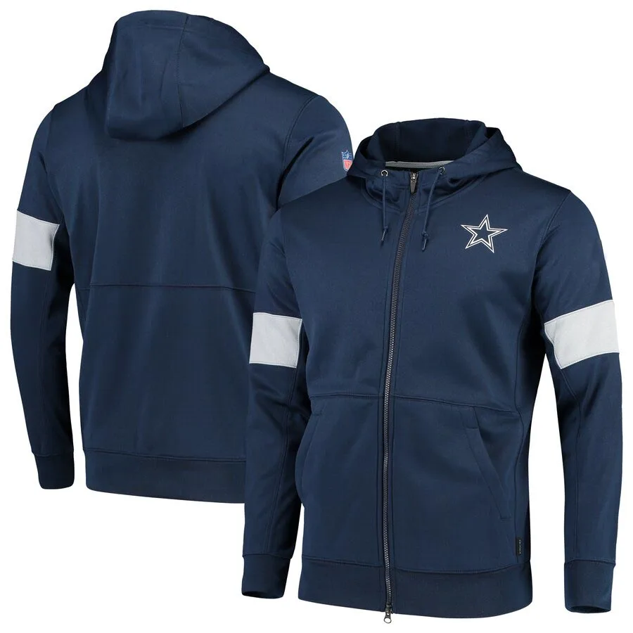 

Dallas Men Navy Cowboys Sideline Performance Full-Zip Hoodie