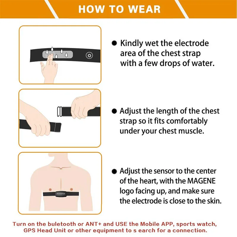 

Magene H64 Heart Rate Monitor Chest Strap Fitness Outdoor Bluetooth 4.0 ANT+ Heart Rate Sensor Waterproof For Wahoo Garmin