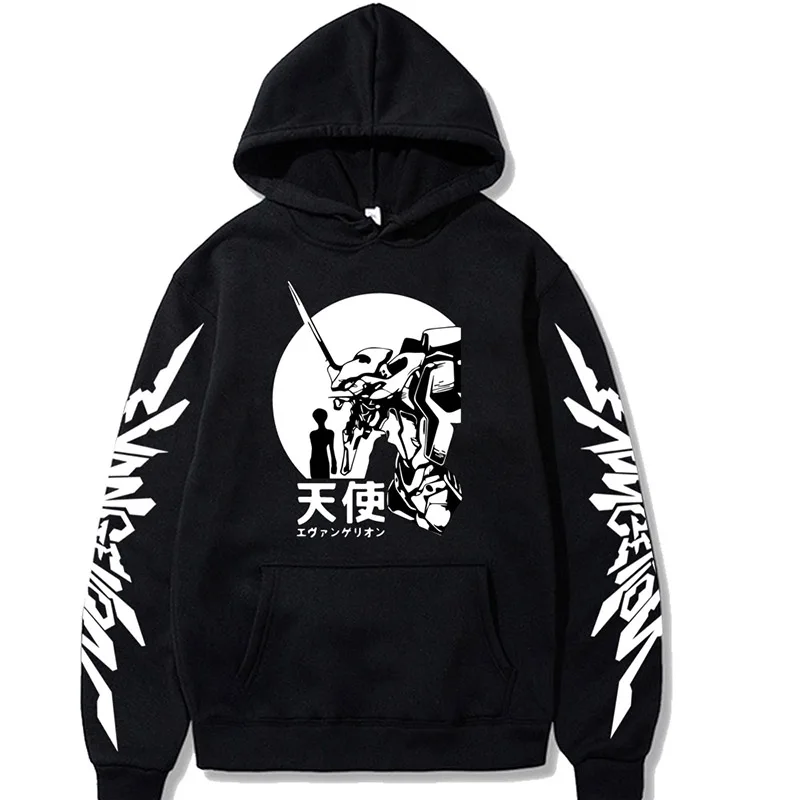 

Anime Evangelion Men Hoodies EVA Graphic Print Unisex Oversize Long Sleeve Sweatshirt Streetwear Pullover Harajuku Hip Hop Hoody