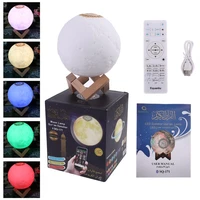 quran bluetooth compatible speaker moon lamp with support shelf app control night light with quran recitation