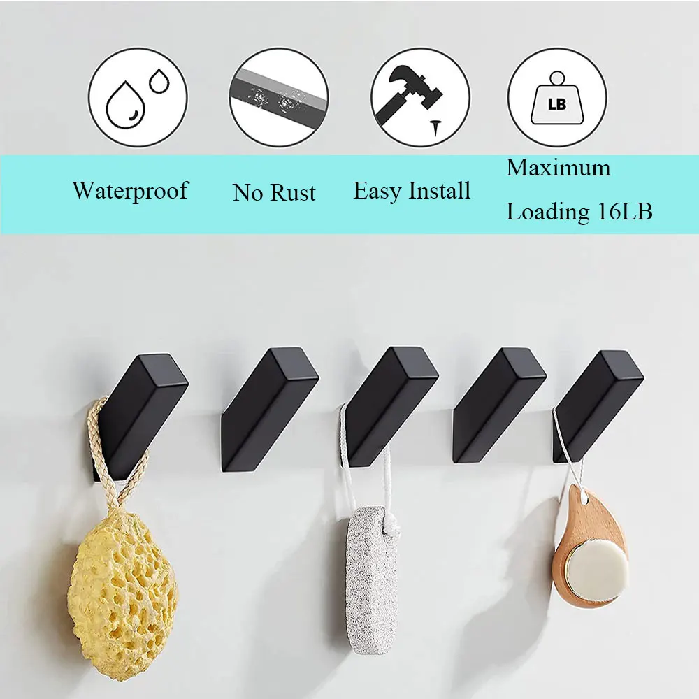 2/4 шт. черные крючки из нержавеющей стали 304 вешалка для одежды нержавеющие