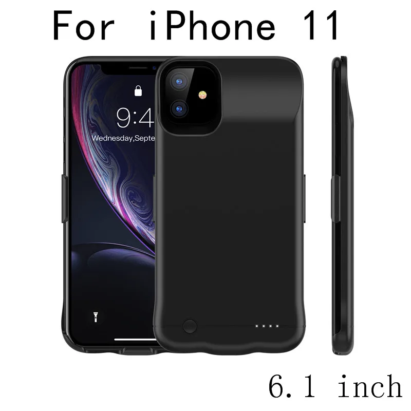 Чехол для iPhone 11, тонкая батарея, зарядное устройство, чехлы для iPhone 11 Pro Max, внешний блок питания, задняя крышка для аккумулятора - Цвет: i11-Black