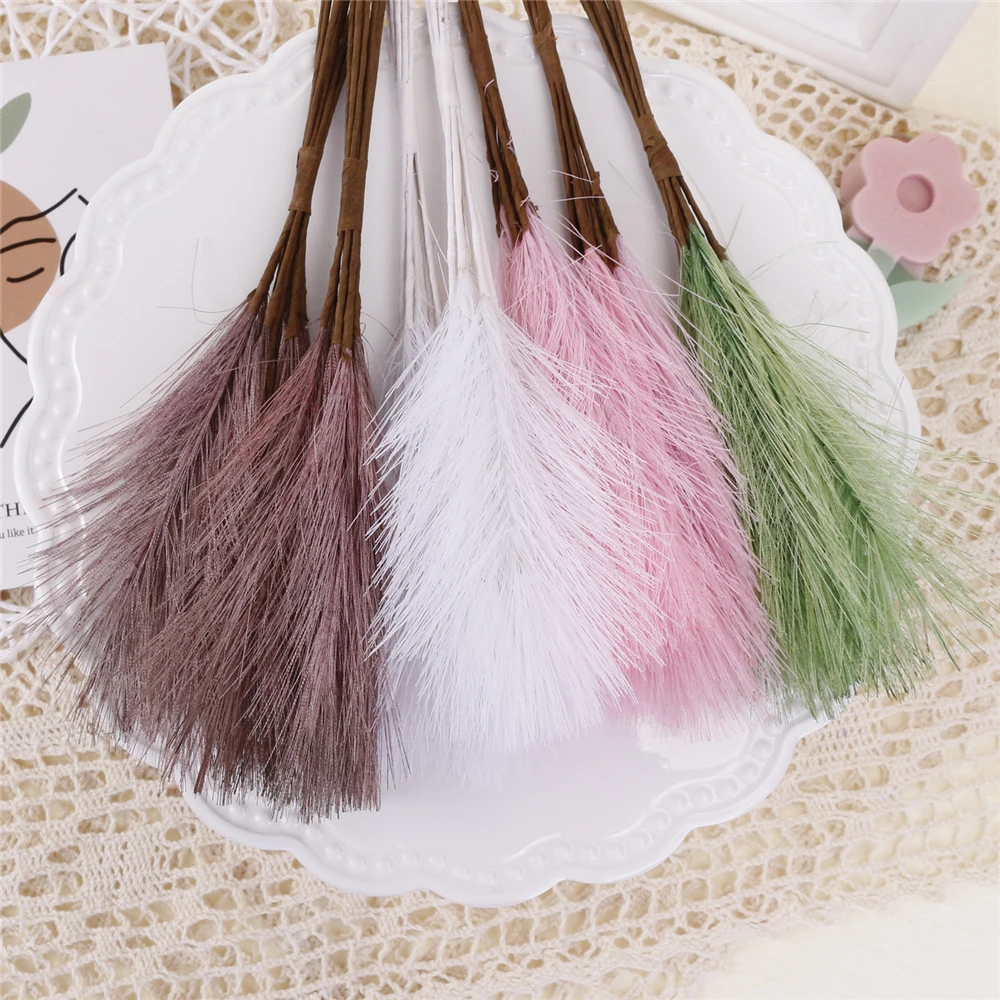 

10pcs Small Bulrush Phragmites Artificial Flowers DIY 18cm Bouquet Flores Artificiales Decor For Home Wedding Party Decoration