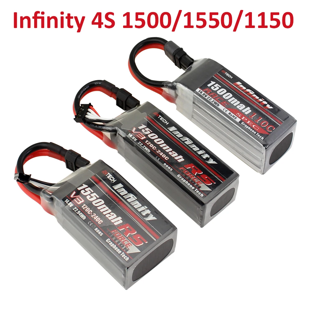 Bater&iacute;a de litio Infinity 1S 2S 3S 4S LiPo 450/550/850/1300/1500/1550/2200mAh 85C 95C XT30 XT60, enchufe para Dron de carreras FPV-1
