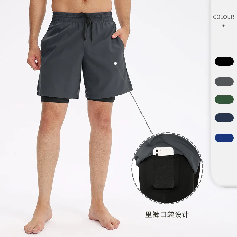 

2 in 1 New Short Men's Fitness Sports Shorts Men Sportswear Fitness Pants Male Training Running Shorts Quick Drying Gym