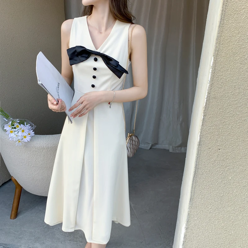 

Summer Beach Butterfly Button Midi A-Line Dress Elegant Woman Dress Luxury Evening Dress