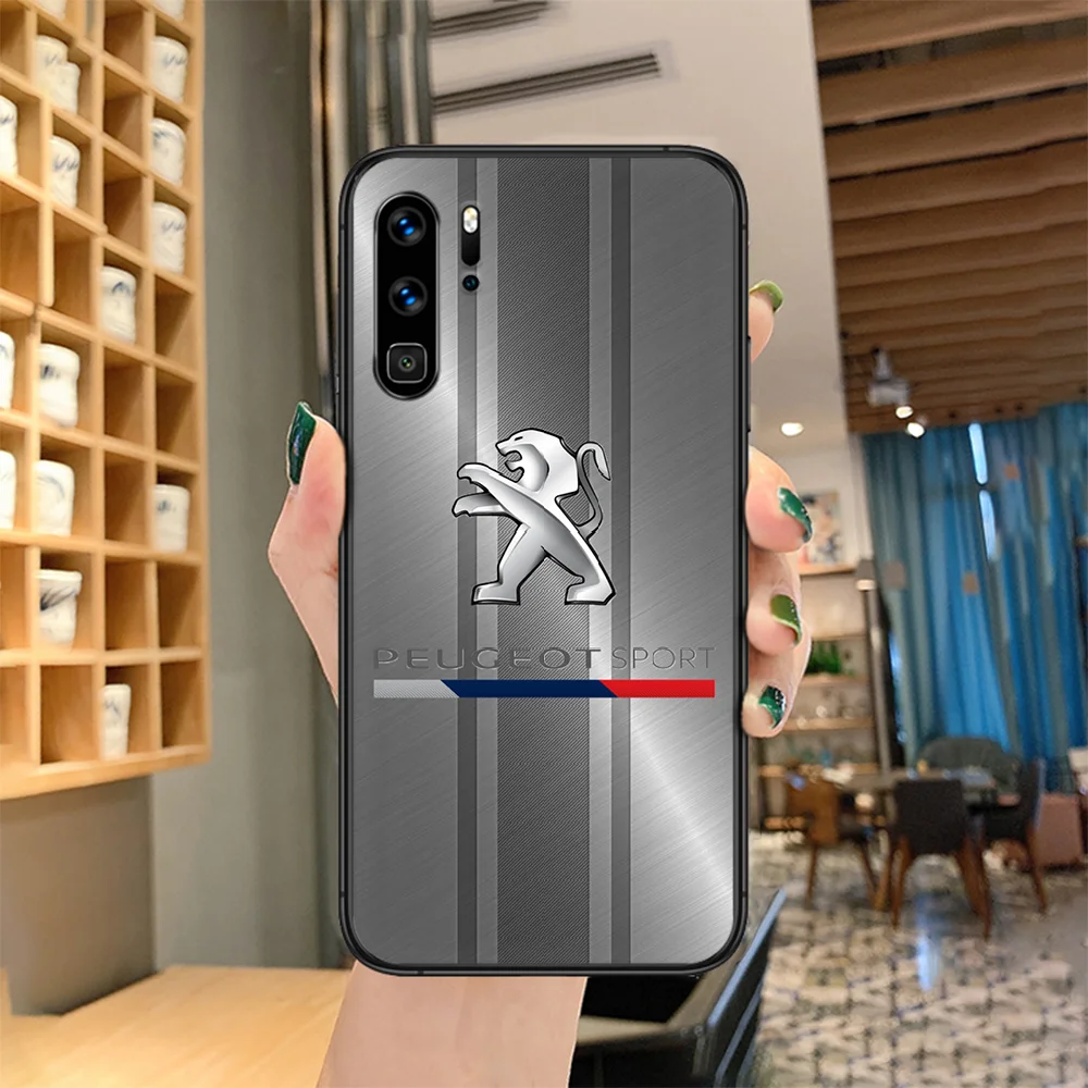 

Car Peugeots logo Phone case For Huawei P Mate Smart 10 20 30 40 Lite Z 2019 Pro black shell soft prime tpu funda pretty hoesjes