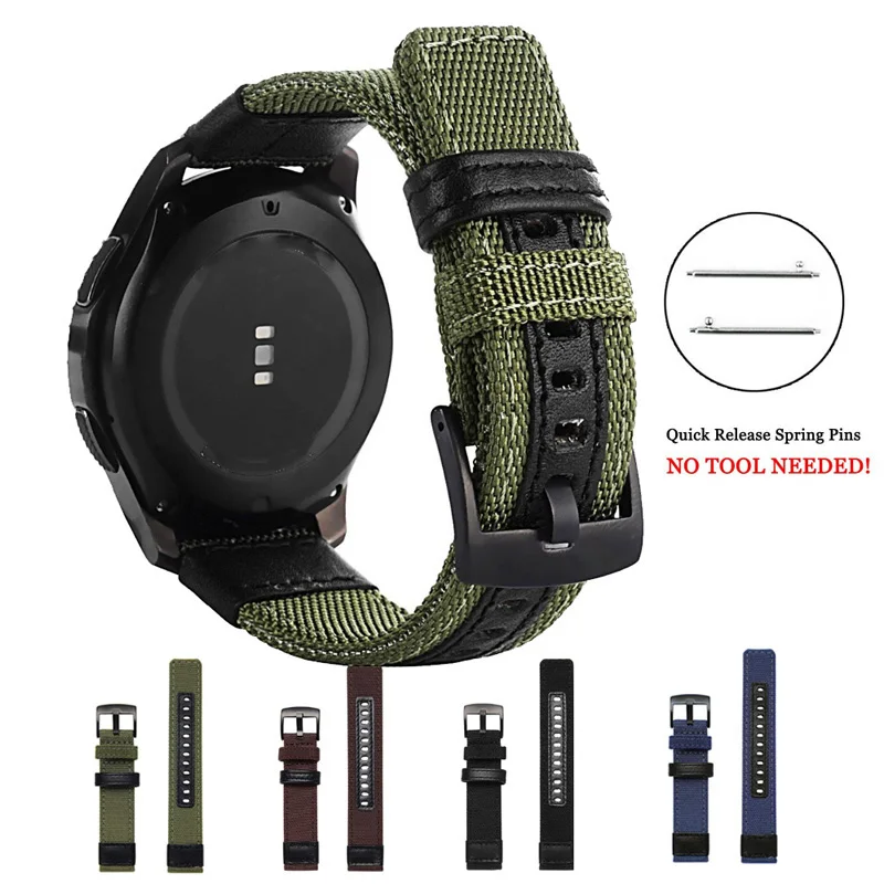 Ремешок для часов Active2 20 мм плетеный холщовый Браслет samsung active 2 40 44 amazfit bip GTR GTS