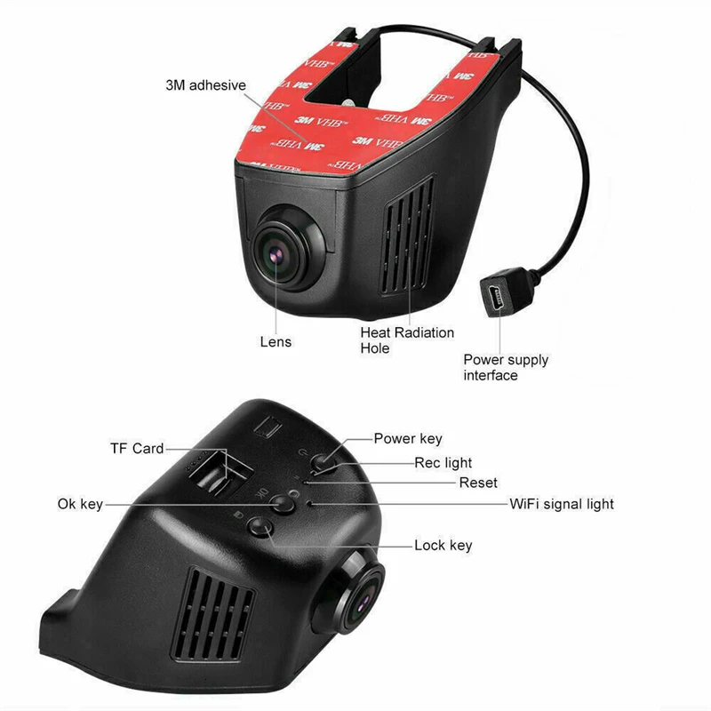 Wi-Fi автомобиля Скрытая DVR камера цифровой видео Регистраторы видеокамера G-Сенсор 1080 P, HD, Wi-Fi, видеорегистратор Поддержка app Управление
