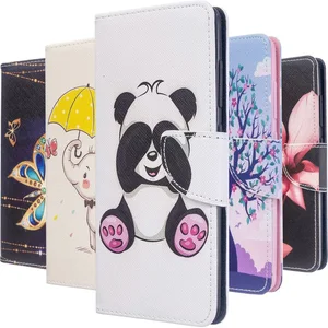 Kids Cute Panda Phone Case for Samsung Galaxy Note20 Pro A41 A51 A71 A70E M11 A01 A11 A21 A31 Flip Girl Holster Card Pocket D07G