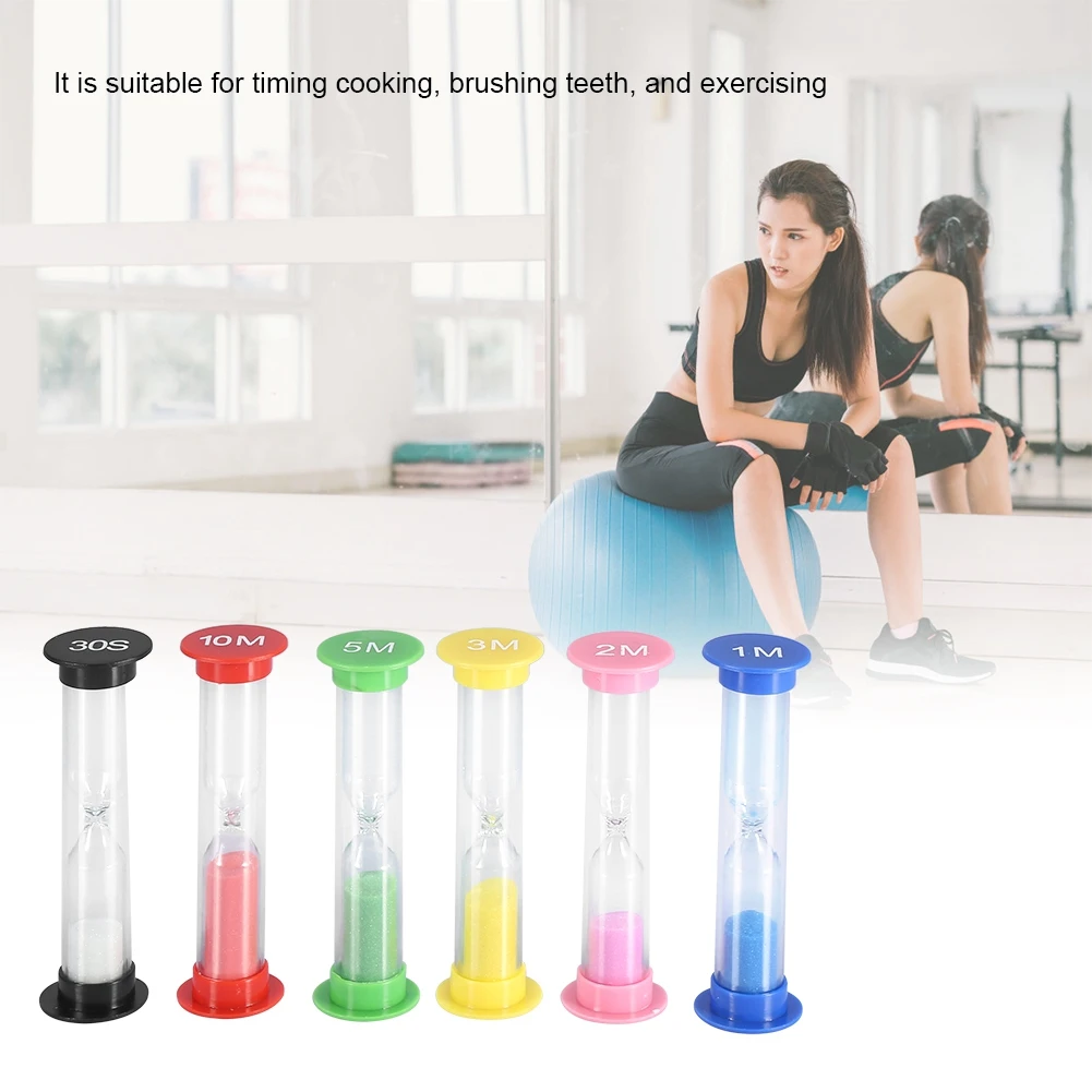 

High Quality New 6pcs/ Set Reusable And Durable Sand Glass Timer Hourglasses For Cooking Bakeware Game Exercise Decoration