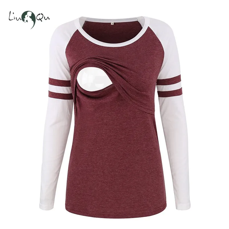 Рубашка для беременных Одежда грудного вскармливания Топы Блузка полосатая с